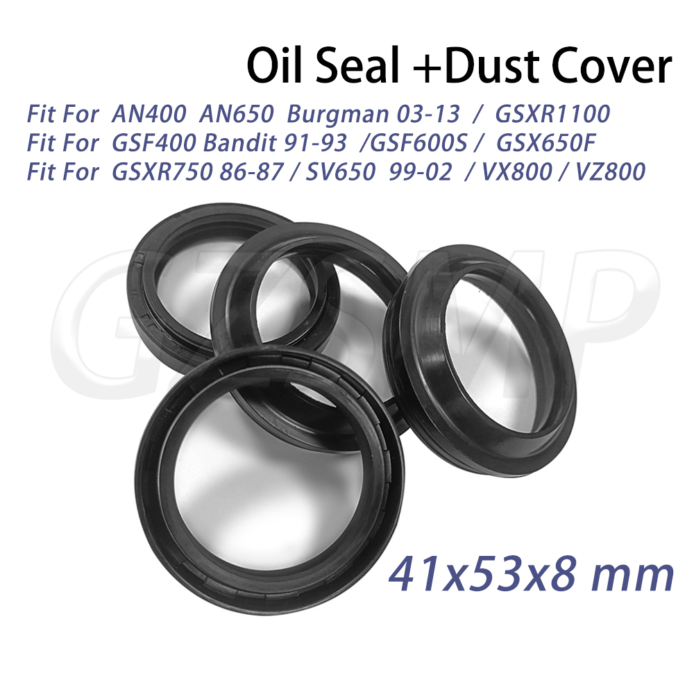 Fork Oil Seal - 41x53x8 モーターサイクルフロントフォークオイルシールダストシール SV650 1999-2002 VZ800 AN250