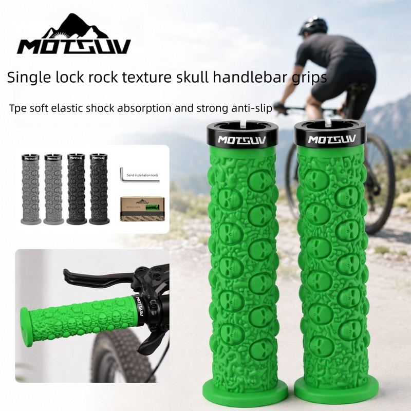 Mountain Biking Gloves - 自転車ハンドルバーグリップ、スカルロックオンTPE滑り止めハンドグリップ、マウンテンバイク、固定ギアバイクサイクリングアクセサリー用