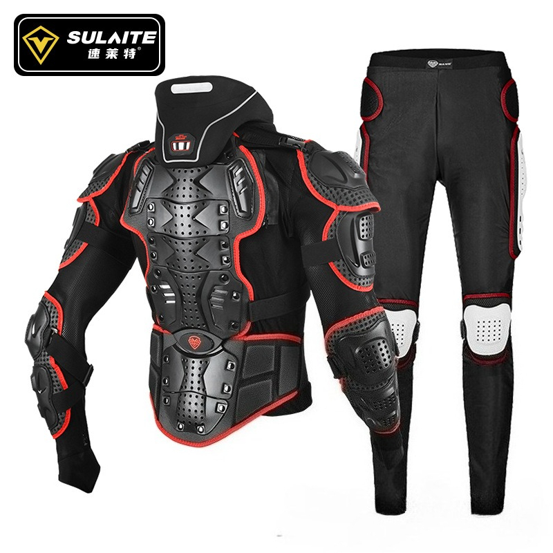 Mountain Biking Body Armour - SULAITE フルボディアーマージャケット、通気性のある落下防止ギア、胸、首、肘、膝パッド付き、オフロードモトクロスレーシングスポーツ用