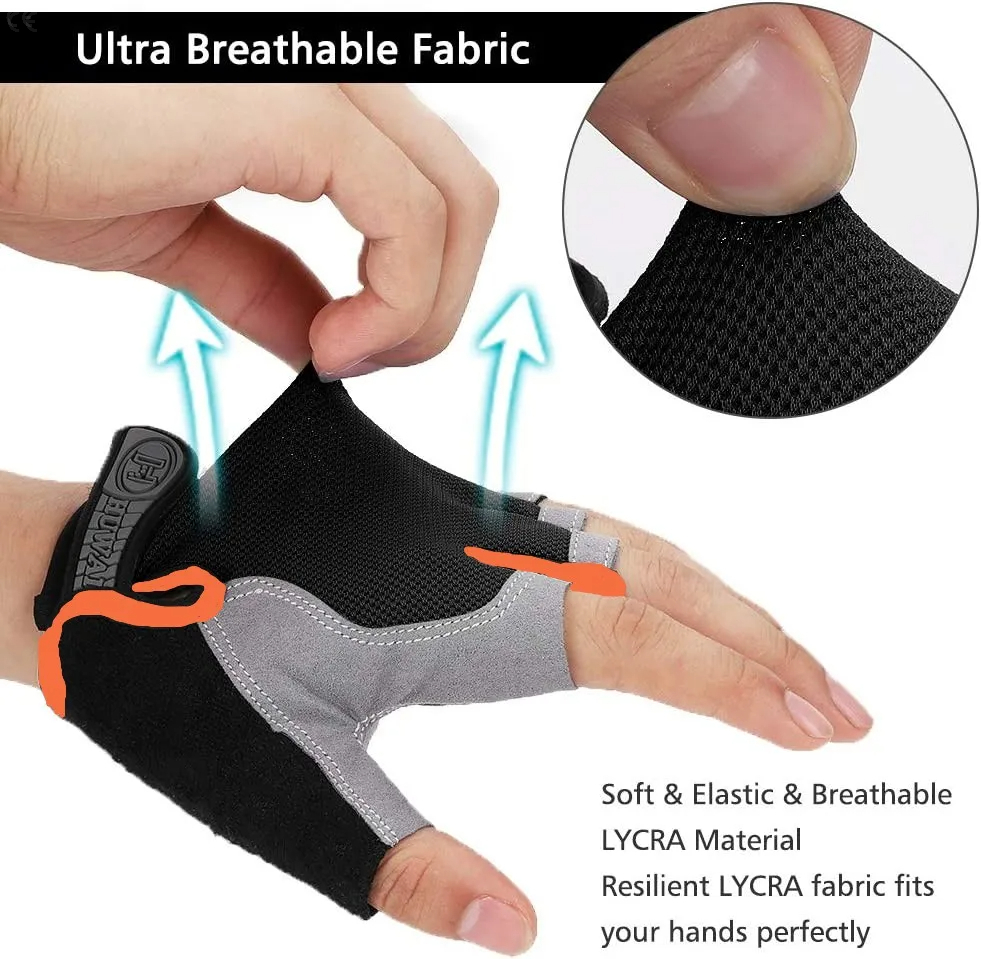 1 ペアアンチスリップサイクリング手袋通気性ハーフフィンガー - Mountain Biking Gloves のレビューと価格