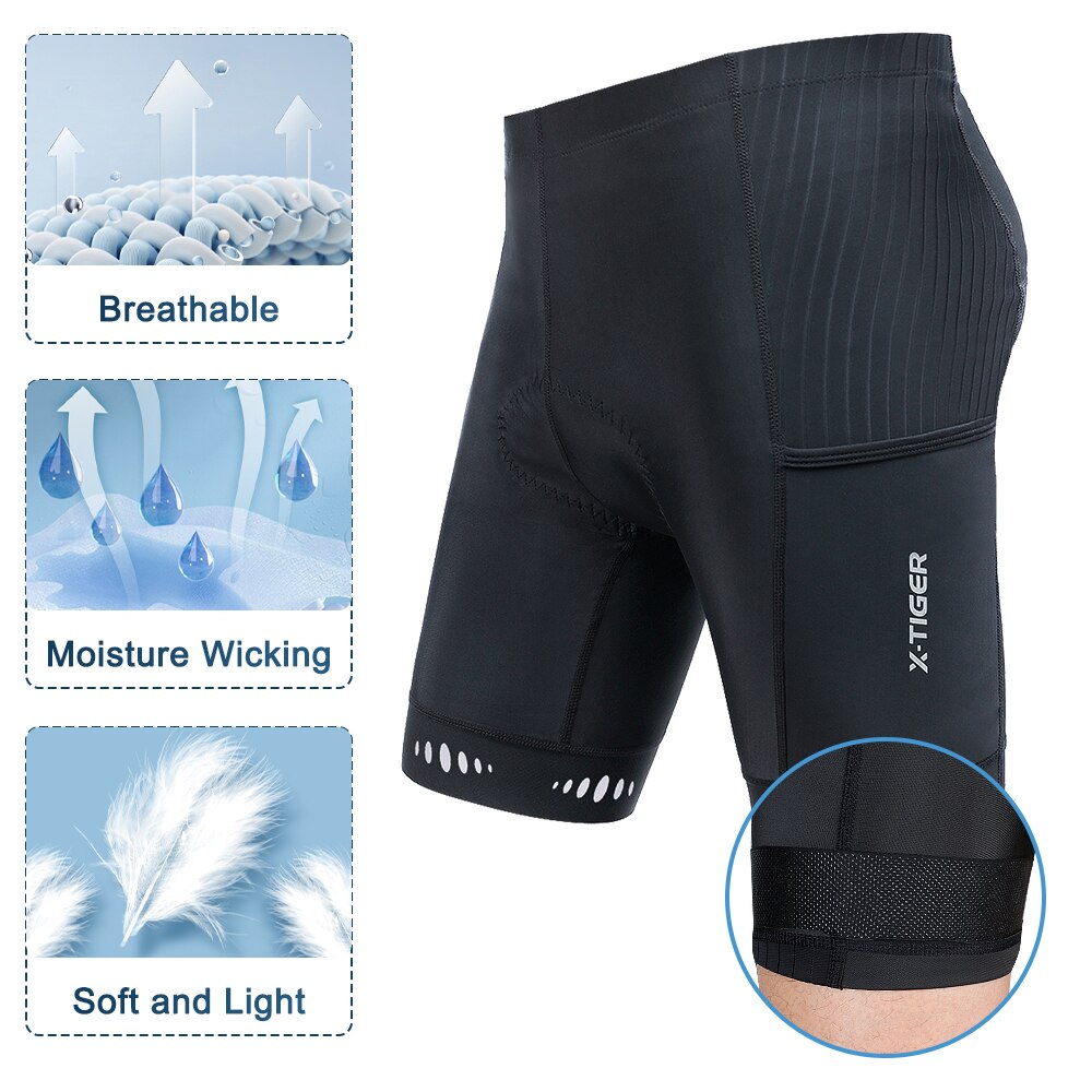 X-TIGER男性用サイクリングショーツバックポケット付き5 - Mountain Biking Body Armour のレビューと価格